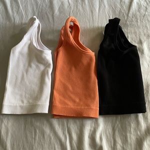 3 piece ribbed tank tops - orange, white, black